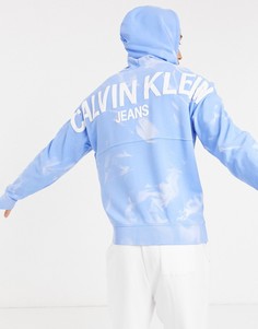 Худи синего цвета с принтом Calvin Klein Jeans-Синий