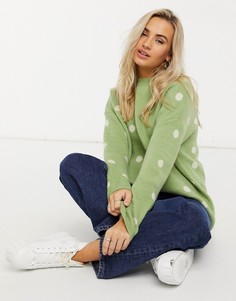 Свободный джемпер в стиле oversized мятного цвета в горошек QED London-Зеленый