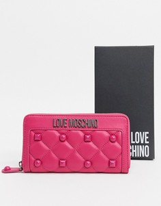 Розовый стеганый кошелек с заклепками Love Moschino