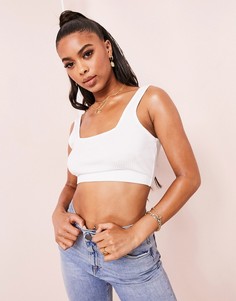 Белый кроп-топ с квадратным вырезом на бретелях ASOS LUXE