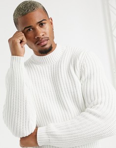 Белый джемпер с высоким воротом в рубчик ASOS DESIGN