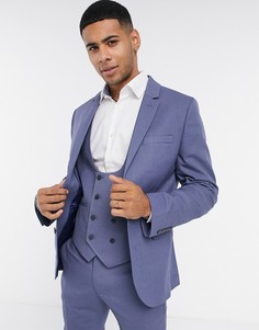 Синий супероблегающий фактурный пиджак ASOS DESIGN Wedding