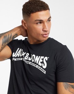 Черная футболка с логотипом в стиле ретро Jack & Jones-Черный