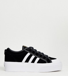 Черные бархатные кроссовки на платформе adidas Originals Nizza эксклюзивно для ASOS-Черный