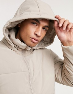 Светло-бежевая дутая куртка из переработанных материалов Topman-Светло-бежевый