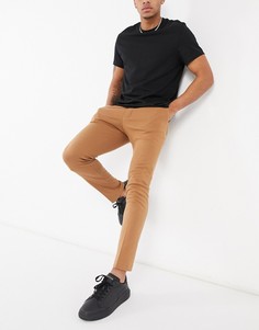 Темно-бежевые облегающие мягкие трикотажные брюки скинни ASOS DESIGN-Светло-коричневый
