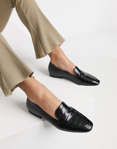 Черные лоферы с эффектом крокодиловой кожи ASOS DESIGN Mindy-Черный