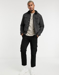 Черная джинсовая куртка с воротником «борг» Jack & Jones Intelligence-Черный