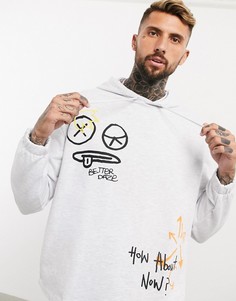 Oversized-худи от комплекта с принтом ASOS DESIGN-Белый