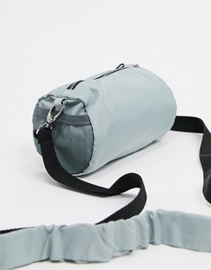 Cерая нейлоновая мини-сумка через плечо в виде бочонка ASOS DESIGN-Серый