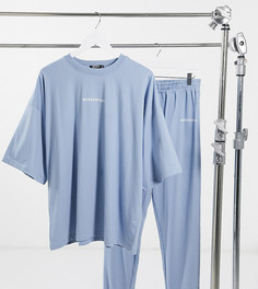 Комплект из футболки и джоггеров в стиле oversized в голубом цвете Missguided Plus-Синий