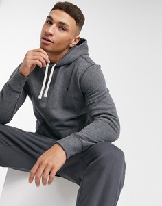 Худи темно-серого меланжевого цвета с логотипом в виде игрока в поло Polo Ralph Lauren-Серый