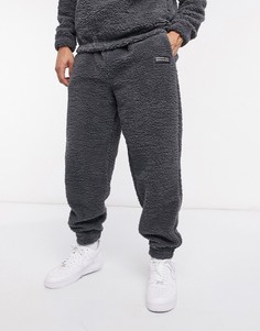 Серые плюшевые oversize-джоггеры от комплекта ASOS DESIGN-Серый
