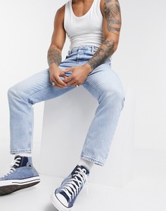 Голубые выбеленные суженные к низу джинсы свободного кроя ASOS DESIGN-Синий