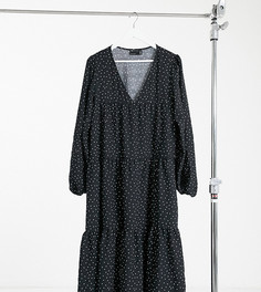 Свободное ярусное платье миди в горошек ASOS DESIGN Tall-Мульти