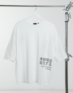 Белый oversized-футболка с текстовым принтом ASOS DESIGN