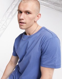 Свободная голубая футболка Weekday-Синий