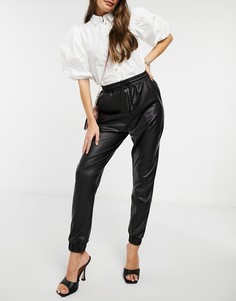 Черные джоггеры из искусственной кожи ASOS DESIGN Hourglass-Черный