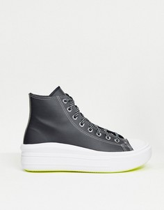 Черные высокие кеды на платформе с добавлением неоново-желтого Converse Chuck Taylor Move-Желтый