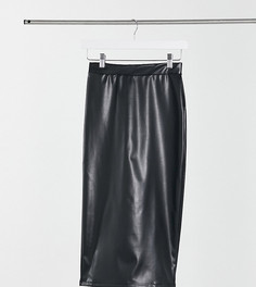 Черная юбка миди из искусственной кожи ASOS DESIGN Tall-Черный