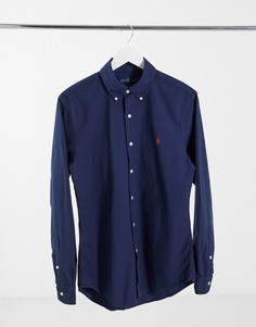 Темно-синяя оксфордская рубашка с фирменным логотипом Polo Ralph Lauren-Темно-синий