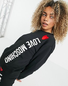 Черный свитшот с с классическим логотипом сбоку Love Moschino