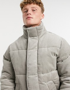 Серый пуховик на завязках Topman
