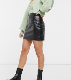 Черная мини-юбка из искусственной кожи ASOS DESIGN Petite-Черный