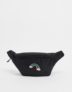 Черная сумка-кошелек на пояс с вышивкой в виде радуги ASOS DESIGN-Черный