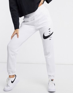 Белые oversized-джоггеры с логотипом-галочкой Nike-Белый