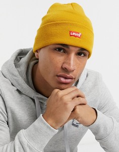 Желтая шапка-бини с небольшим логотипом спереди Levis-Желтый Levis®