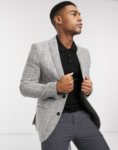 Серый пиджак скинни в клетку River Island