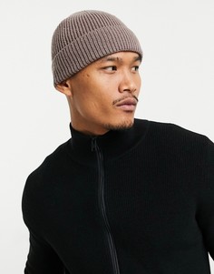 Коричневая шапка-бини ASOS DESIGN-Коричневый