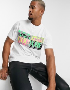 Белая футболка с ярким блочным логотипом Versace Jeans Couture-Белый