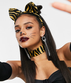Ободок и чокер с тигровым принтом ASOS DESIGN Halloween-Черный