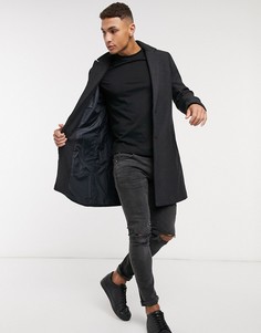 Темно-серое шерстяное пальто Hollister-Серый