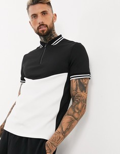 Футболка-поло от комплекта в стиле колор блок ASOS DESIGN-Черный