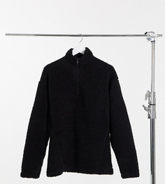 Черный плюшевый oversized-свитшот с короткой молнией ASOS DESIGN Tall