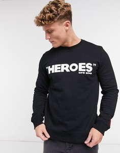 Черный хлопковый свитшот c принтом "Heroes" от HUGO
