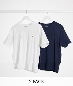 Набор из 2 футболок для дома темно-синего и белого цвета Farah-Мульти