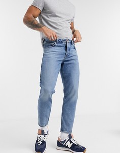 Синие средне-выбеленные джинсы из классического плотного денима из органического хлопка ASOS DESIGN-Синий