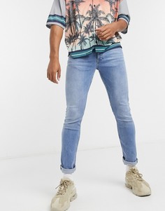 Голубые средне-выбеленные джинсы скинни из органического хлопка ASOS DESIGN-Синий