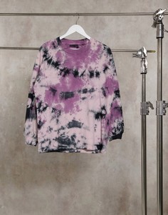 Oversized-футболка c длинным рукавом в розовом цвете с с выбеленным эффектом ASOS DESIGN-Розовый