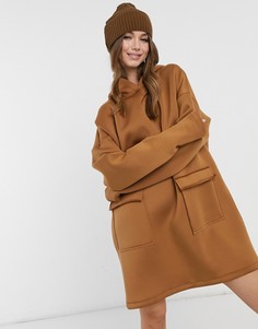Объемное платье-свитшот рыжего цвета с капюшоном ASOS DESIGN-Коричневый