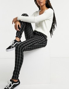 Черные узкие брюки в клетку New Look-Черный
