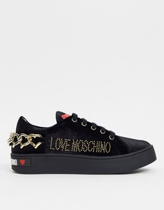 Черные кроссовки с цепочкой Love Moschino-Черный