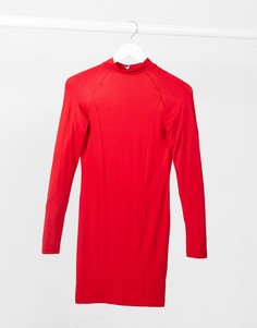Красное платье мини с длинными рукавами и открытой спиной ASOS DESIGN-Красный
