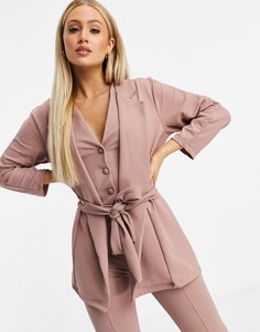 Бледно-розовый пиджак с запахом ASOS DESIGN