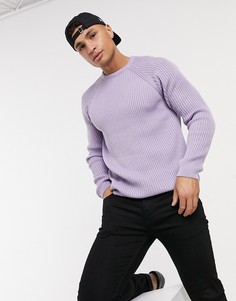 Лавандовый вязаный джемпер в рубчик с рукавами реглан ASOS DESIGN-Фиолетовый