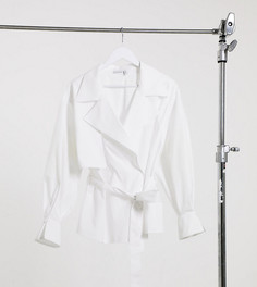 Хлопковая рубашка с запахом и воротником ASOS DESIGN Curve-Белый